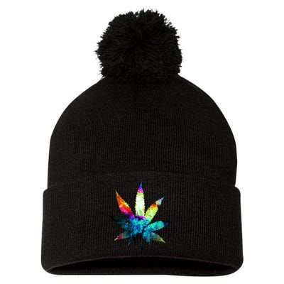 Galaxy Kush In Space Weed Pom Pom 12in Knit Beanie