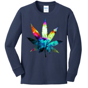 Galaxy Kush In Space Weed Kids Long Sleeve Shirt