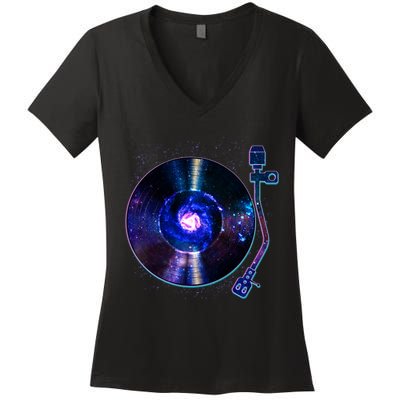 Galaxy Record Women's V-Neck T-Shirt