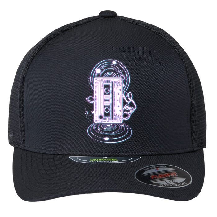 Galaxy Retro Space Cassette Tape Flexfit Unipanel Trucker Cap