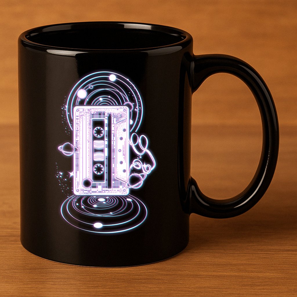 Galaxy Retro Space Cassette Tape 11oz C Handle Ceramic Mug