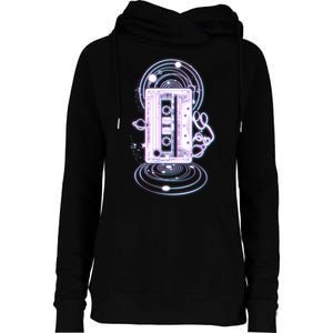 Galaxy Retro Space Cassette Tape Womens Funnel Neck Pullover Hood