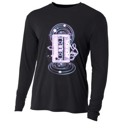 Galaxy Retro Space Cassette Tape Cooling Performance Long Sleeve Crew