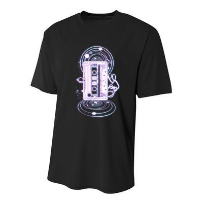 Galaxy Retro Space Cassette Tape Youth Performance Sprint T-Shirt