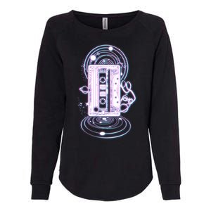 Galaxy Retro Space Cassette Tape Womens California Wash Sweatshirt