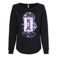 Galaxy Retro Space Cassette Tape Womens California Wash Sweatshirt