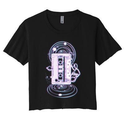 Galaxy Retro Space Cassette Tape Crop Top