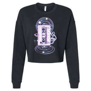 Galaxy Retro Space Cassette Tape Cropped Pullover Crew