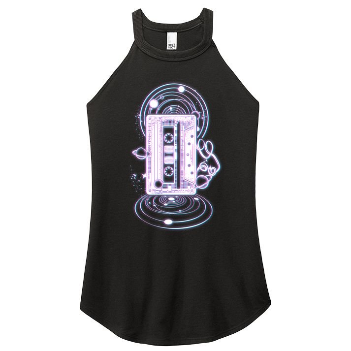Galaxy Retro Space Cassette Tape Women's Perfect Tri Rocker Tank