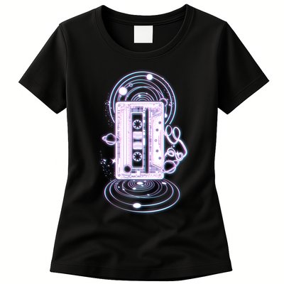 Galaxy Retro Space Cassette Tape Womens T-Shirt