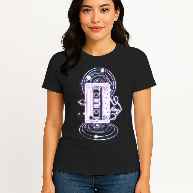 Galaxy Retro Space Cassette Tape Womens T-Shirt