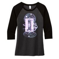 Galaxy Retro Space Cassette Tape Women's Tri-Blend 3/4-Sleeve Raglan Shirt