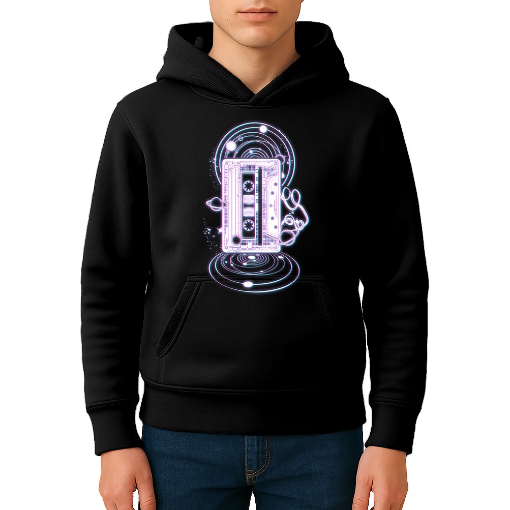 Galaxy Retro Space Cassette Tape Kids Hoodie
