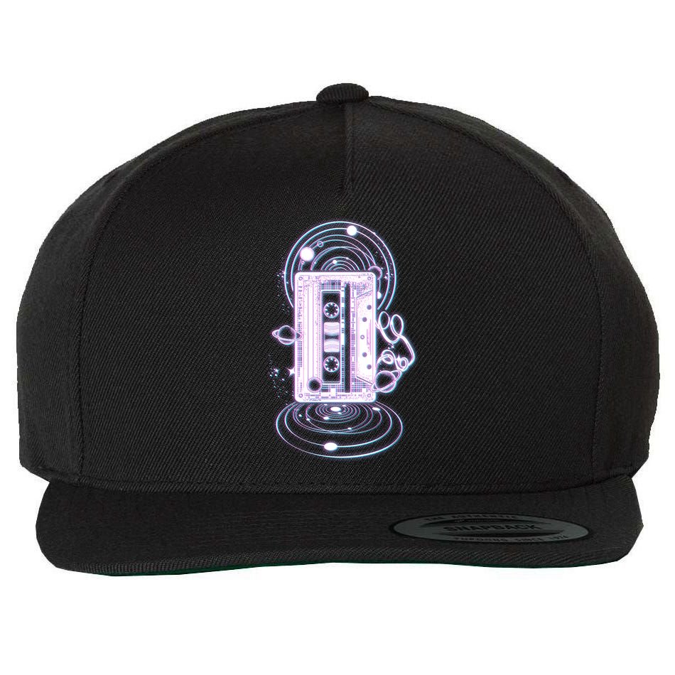 Galaxy Retro Space Cassette Tape Wool Snapback Cap