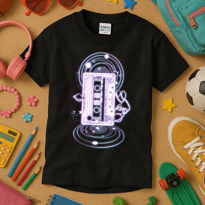 Galaxy Retro Space Cassette Tape Kids T-Shirt