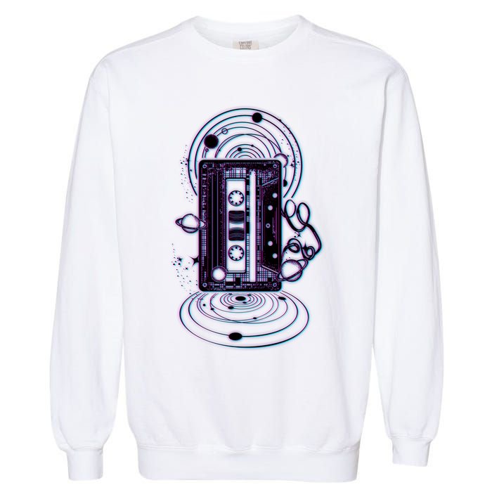 Galaxy Retro Space Cassette Tape Garment-Dyed Sweatshirt