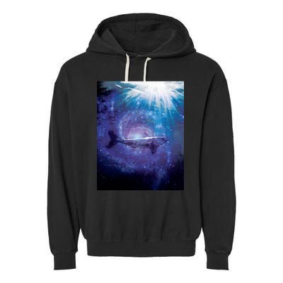 Galaxy Shark Underwater Garment-Dyed Fleece Hoodie