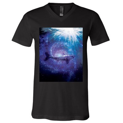 Galaxy Shark Underwater V-Neck T-Shirt