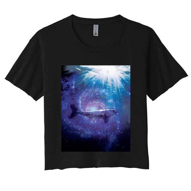 Galaxy Shark Underwater Women's Crop Top Tee