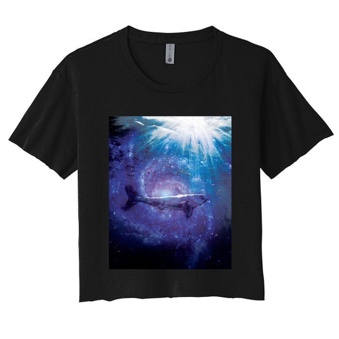 Galaxy Shark Underwater Women's Crop Top Tee