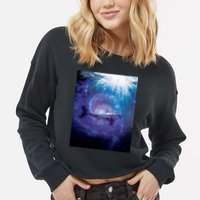 Galaxy Shark Underwater Cropped Pullover Crew