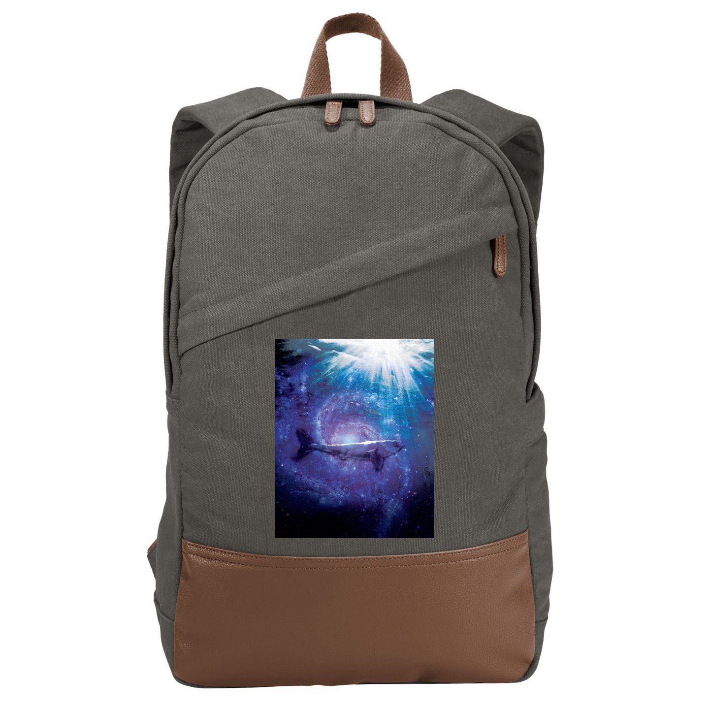Galaxy Shark Underwater Cotton Canvas Backpack
