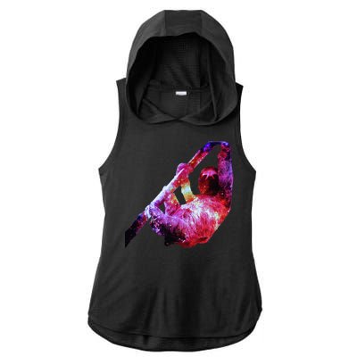 Galaxy Sloth Nebula Ladies PosiCharge Tri-Blend Wicking Draft Hoodie Tank