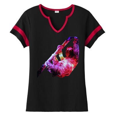 Galaxy Sloth Nebula Ladies Halftime Notch Neck Tee