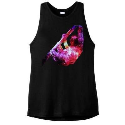 Galaxy Sloth Nebula Ladies PosiCharge Tri-Blend Wicking Tank