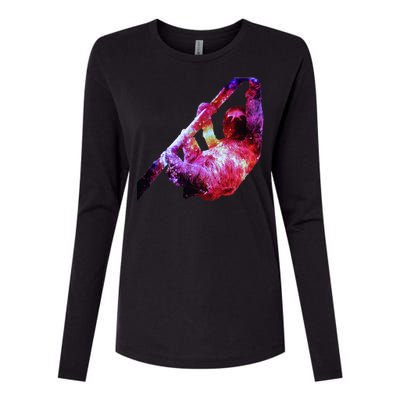 Galaxy Sloth Nebula Womens Cotton Relaxed Long Sleeve T-Shirt