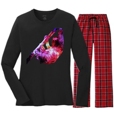 Galaxy Sloth Nebula Women's Long Sleeve Flannel Pajama Set 