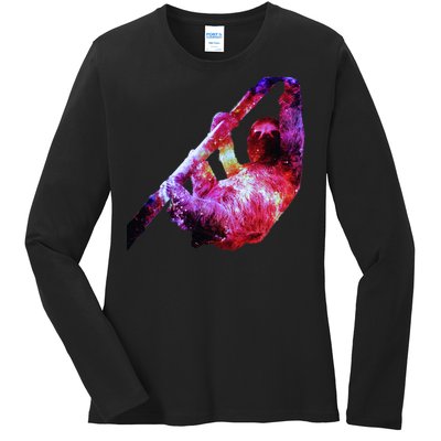 Galaxy Sloth Nebula Ladies Long Sleeve Shirt