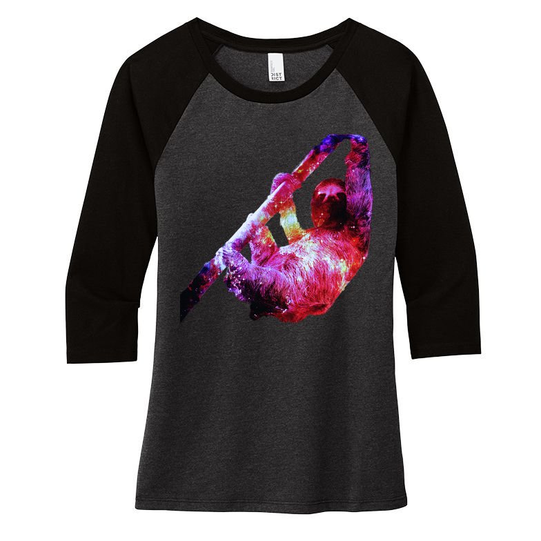 Galaxy Sloth Nebula Women's Tri-Blend 3/4-Sleeve Raglan Shirt