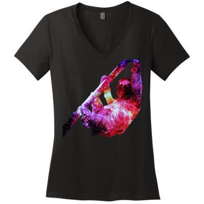 Galaxy Sloth Nebula Women's V-Neck T-Shirt