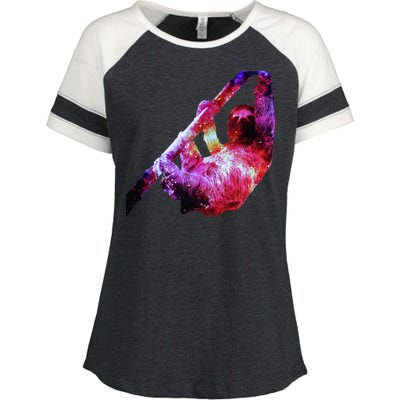 Galaxy Sloth Nebula Enza Ladies Jersey Colorblock Tee