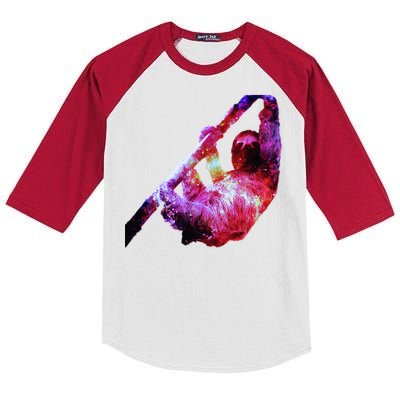 Galaxy Sloth Nebula Kids Colorblock Raglan Jersey