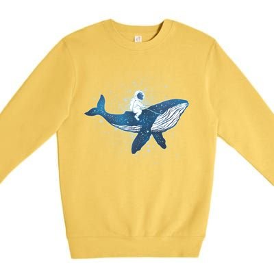 Galaxy Space Astronaut Whale Premium Crewneck Sweatshirt