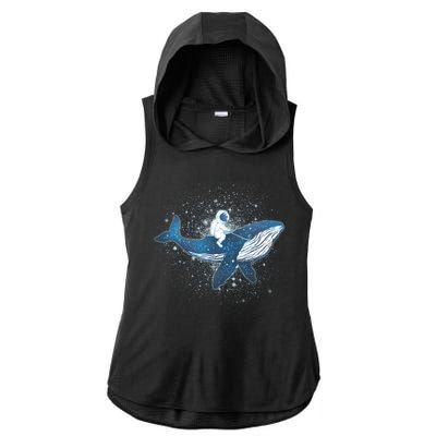 Galaxy Space Astronaut Whale Ladies PosiCharge Tri-Blend Wicking Draft Hoodie Tank