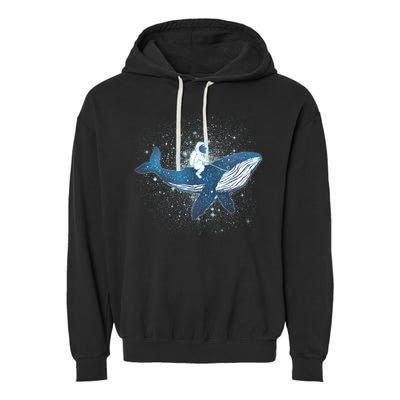 Galaxy Space Astronaut Whale Garment-Dyed Fleece Hoodie