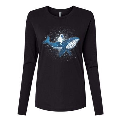 Galaxy Space Astronaut Whale Womens Cotton Relaxed Long Sleeve T-Shirt