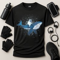 Galaxy Space Astronaut Whale Cooling Performance Crew T-Shirt