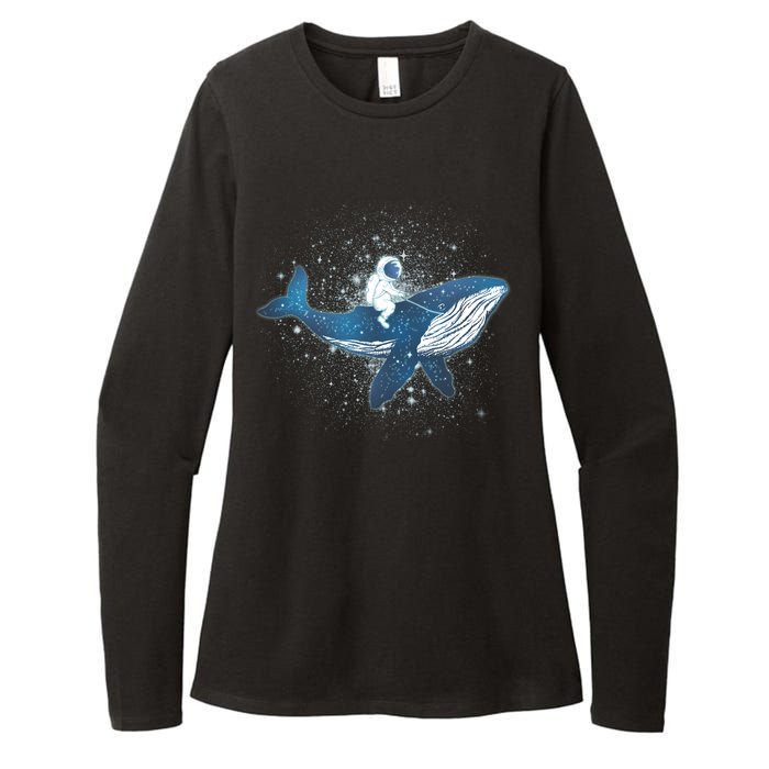 Galaxy Space Astronaut Whale Womens CVC Long Sleeve Shirt