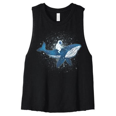 Galaxy Space Astronaut Whale Women's Racerback Cropped Tank