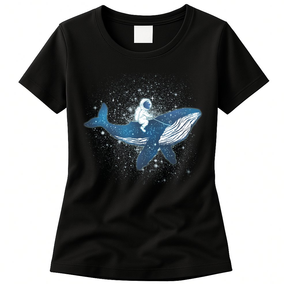 Galaxy Space Astronaut Whale Womens T-Shirt