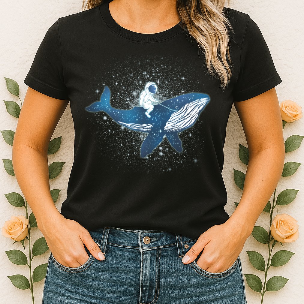 Galaxy Space Astronaut Whale Womens T-Shirt