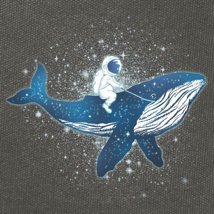 Galaxy Space Astronaut Whale Cotton Canvas Backpack
