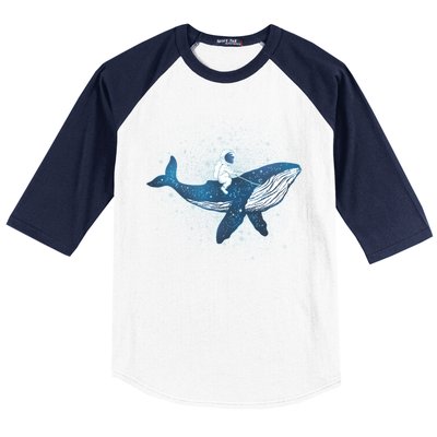 Galaxy Space Astronaut Whale Baseball Sleeve Shirt