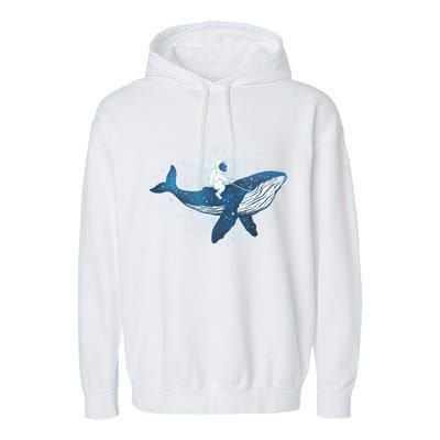 Galaxy Space Astronaut Whale Garment-Dyed Fleece Hoodie