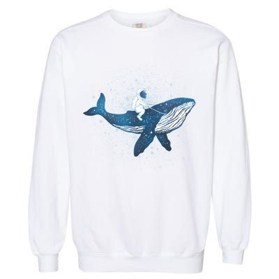 Galaxy Space Astronaut Whale Garment-Dyed Sweatshirt