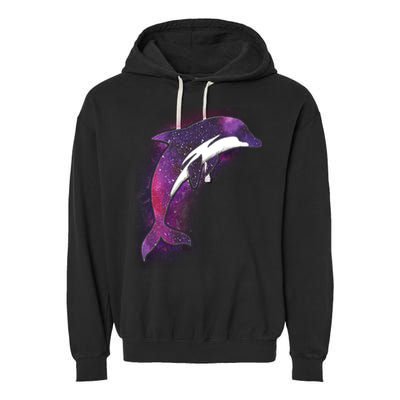 Galaxy Stars Dolphin Garment-Dyed Fleece Hoodie